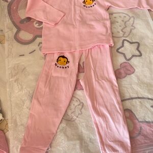 New 2 PC Pink Monkey Kids Pajamas size 90